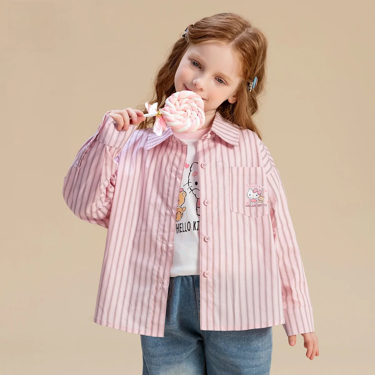 Hello Kitty Striped Cotton Shirt