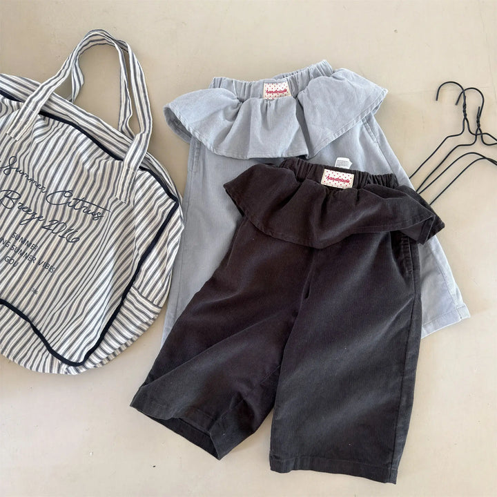 Kids Corduroy Ruffle Wide Leg Pants