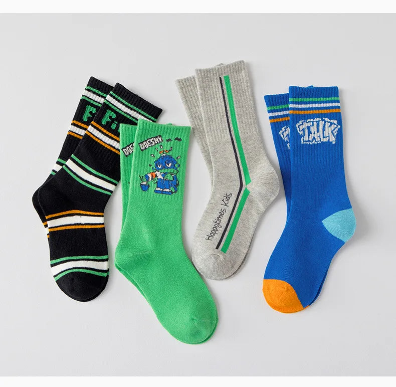 Kids Striped Athletic Knee Socks