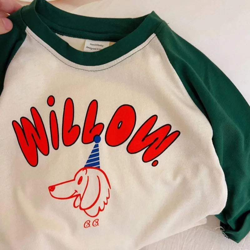 Kids Cartoon Patchwork Long Sleeve Tee