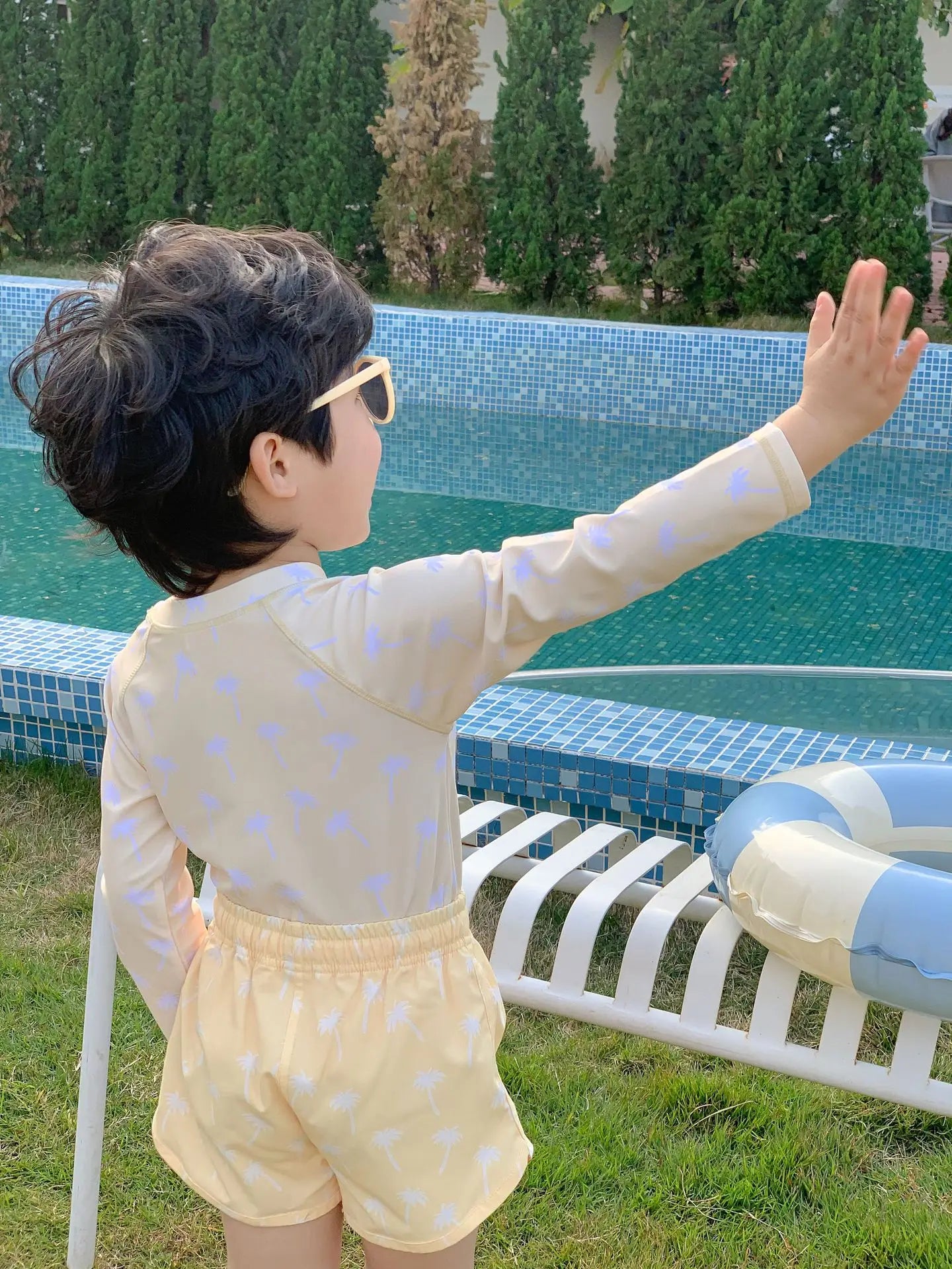 Two-Piece Set Kids Swim Top and Shorts