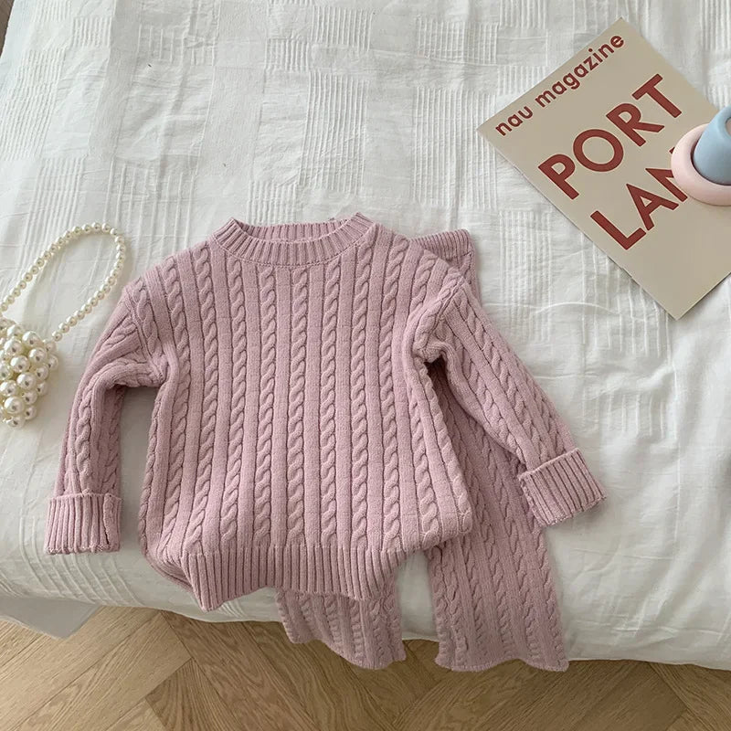 Two-Piece Set Kids Knit Sweater and Pants