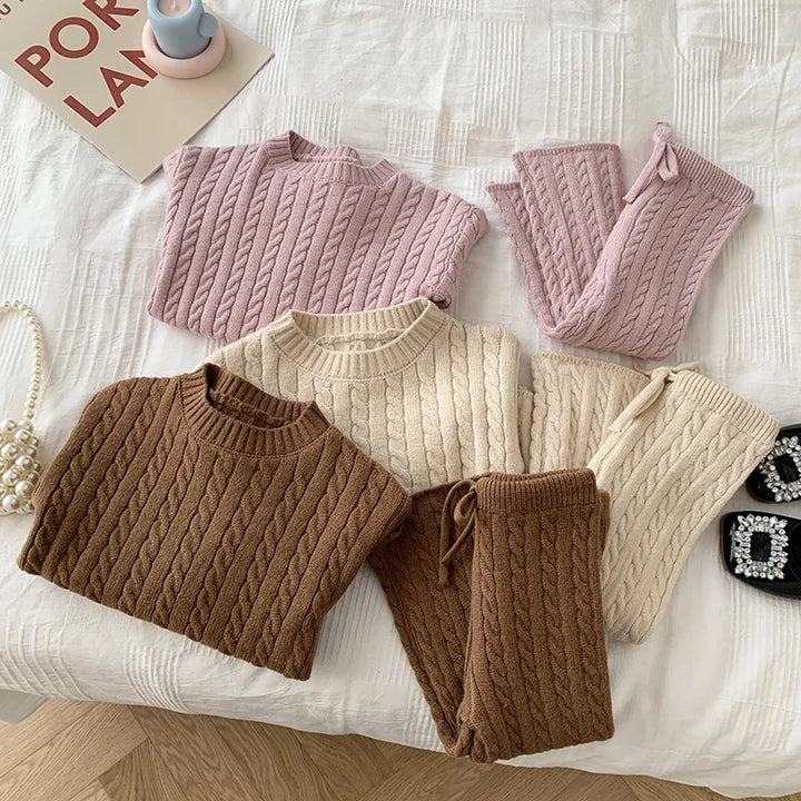 Two-Piece Set Kids Knit Sweater and Pants