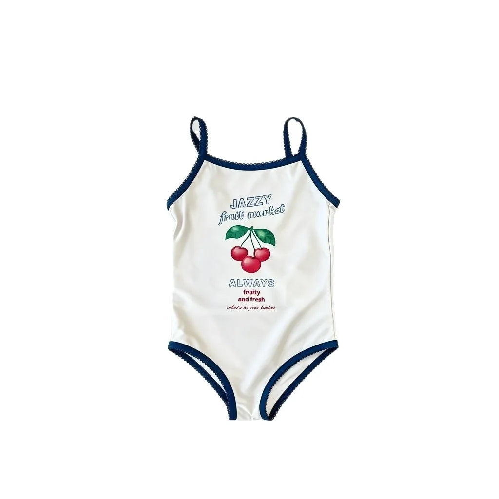 Kids Cherry Print One-Piece Swimsuit