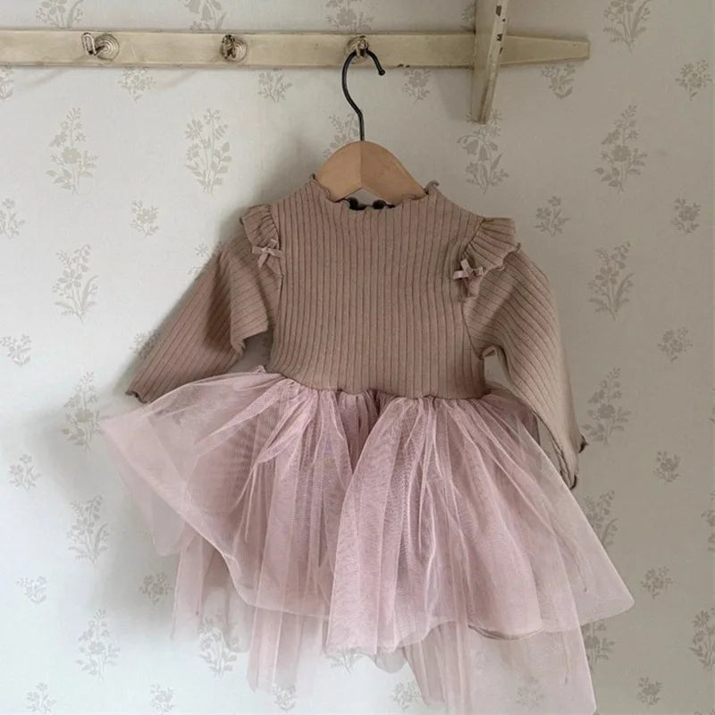 Kids Long Sleeve Mesh Princess Dress