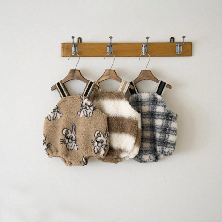 Kids Plush Cartoon Strap Bodysuit