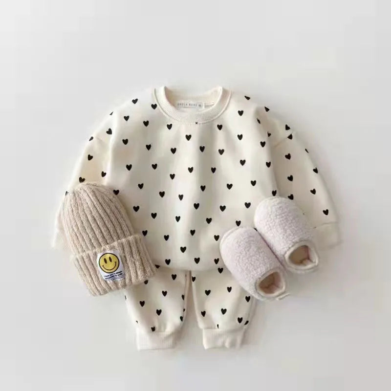Two-Piece Set Kids Heart Sweatshirt and Pants