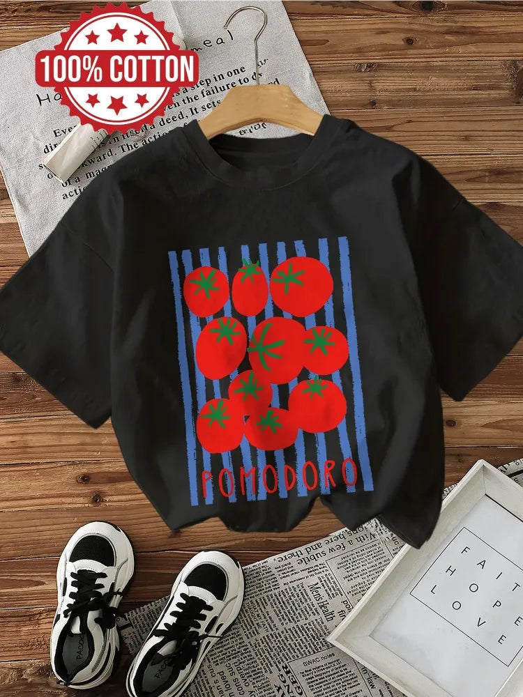 Tomato Stripe Cotton Kids T-Shirt