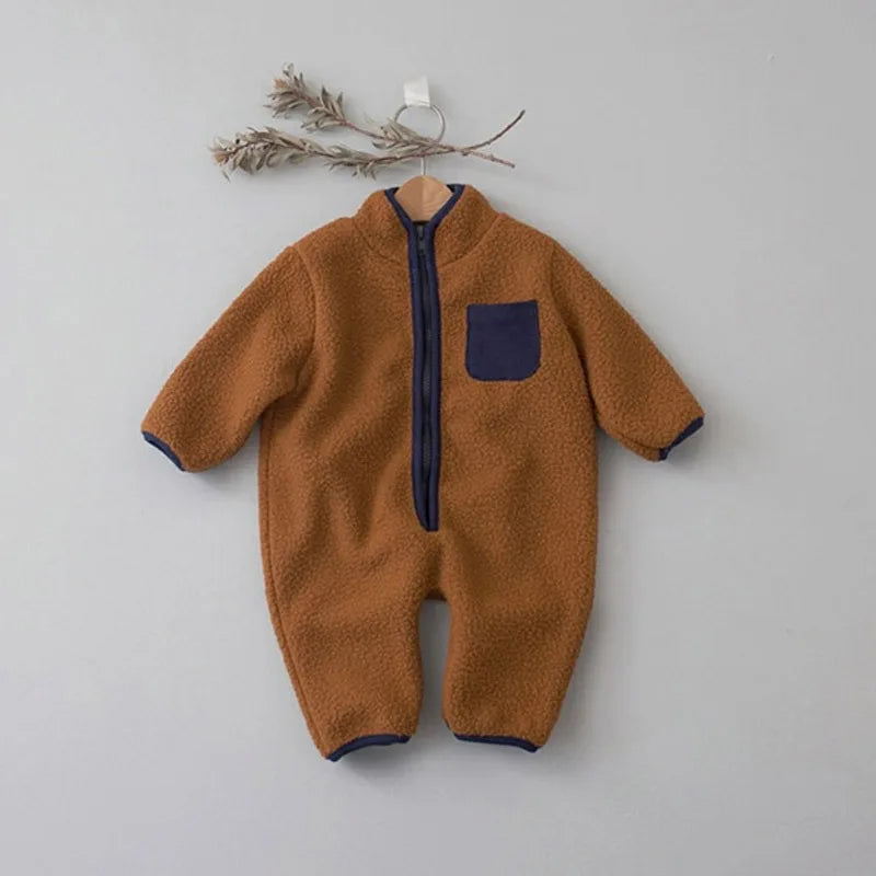 Kids Lamb Fleece Zip Romper