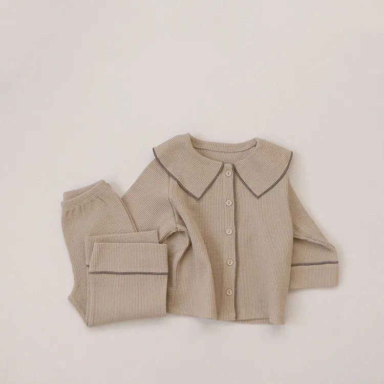 Two-Piece Set Kids Waffle Pajamas