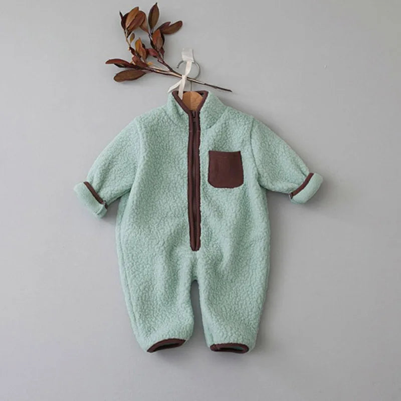 Kids Lamb Fleece Zip Romper