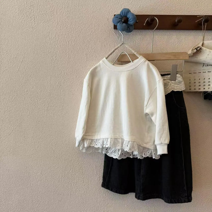 Girls Lace Trim T Shirt
