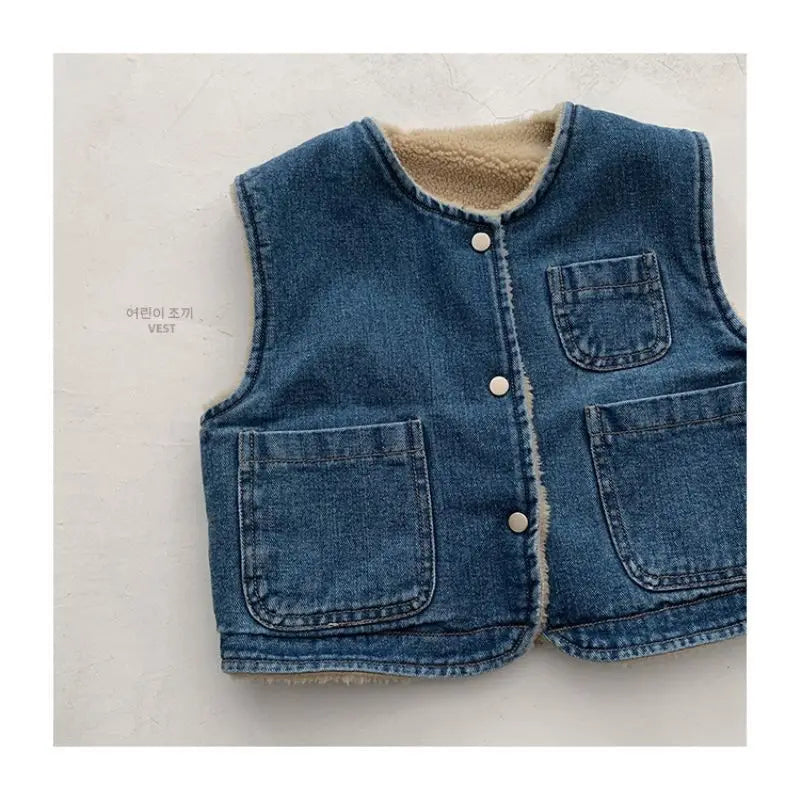 Kids Denim shearlingt Vest