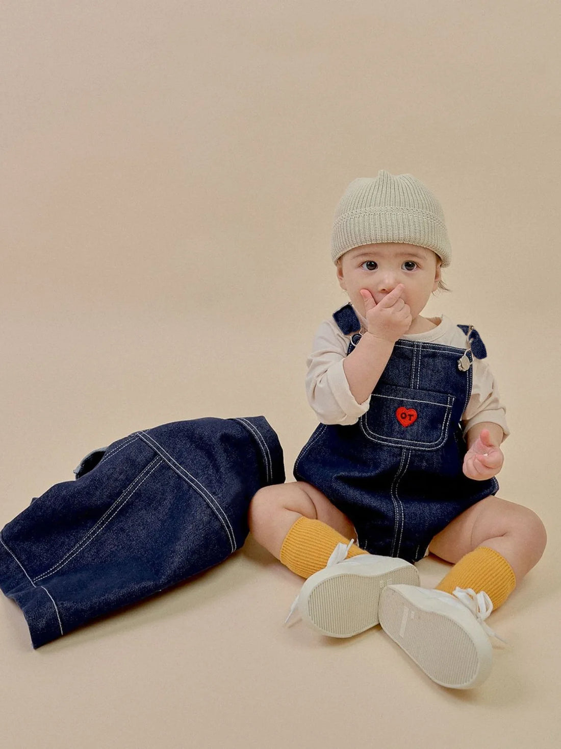 Kids Denim Strap Heart Romper