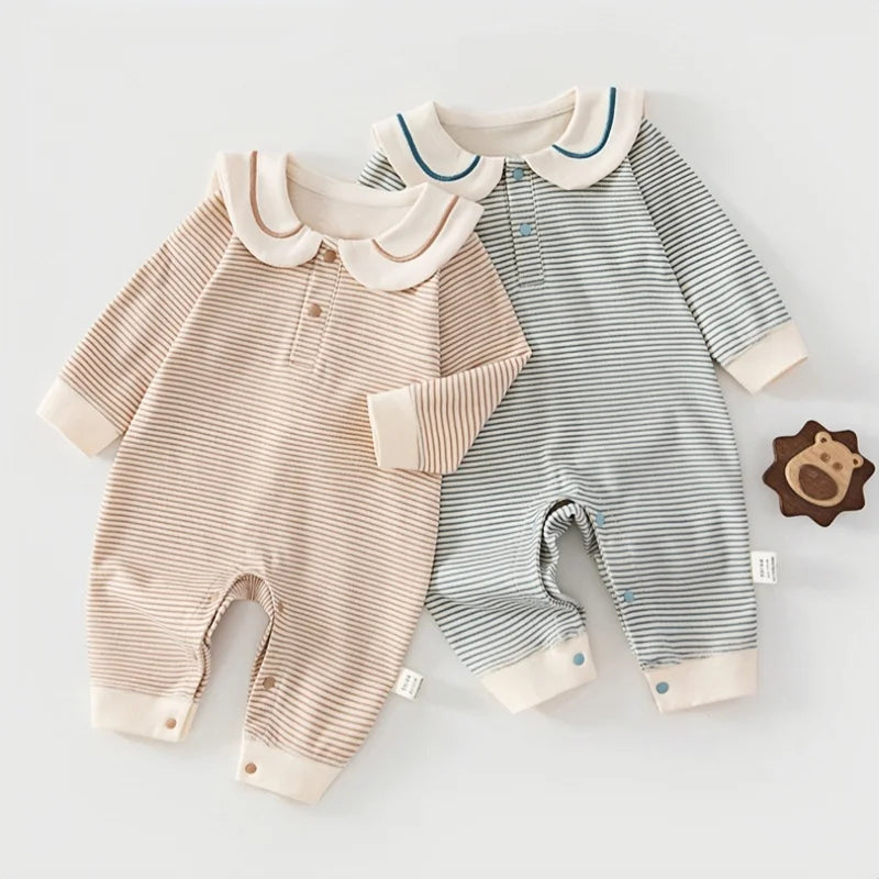 Cotton Sailor Stripe Baby Romper