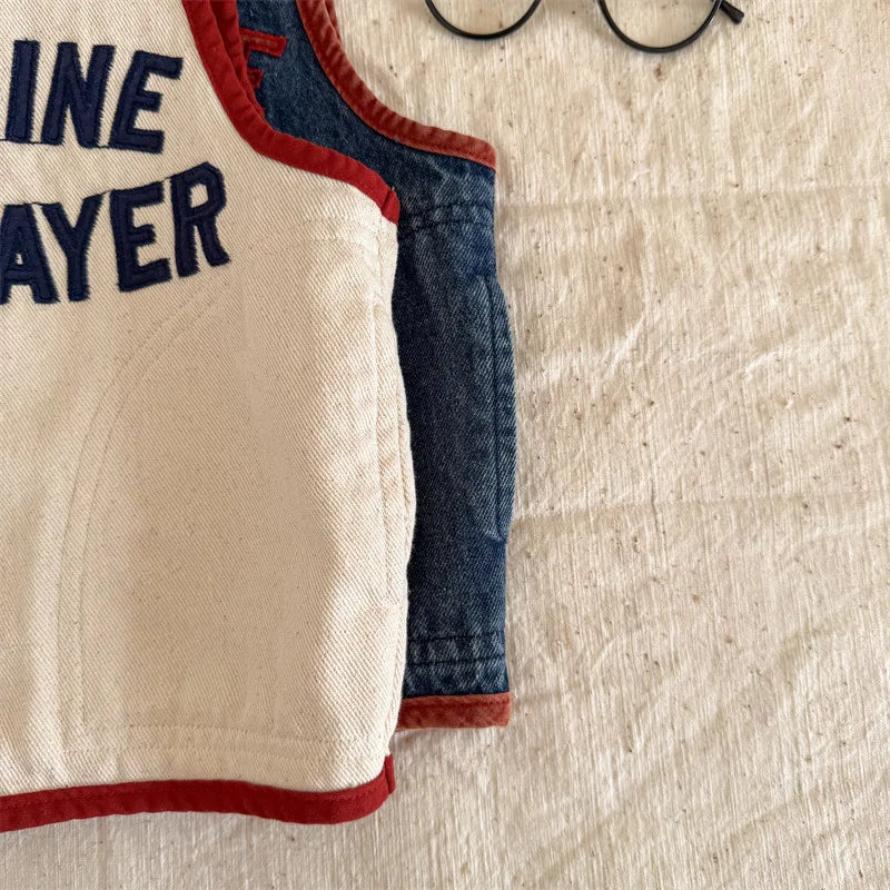 Cloud Nine Embroidery Denim Vest