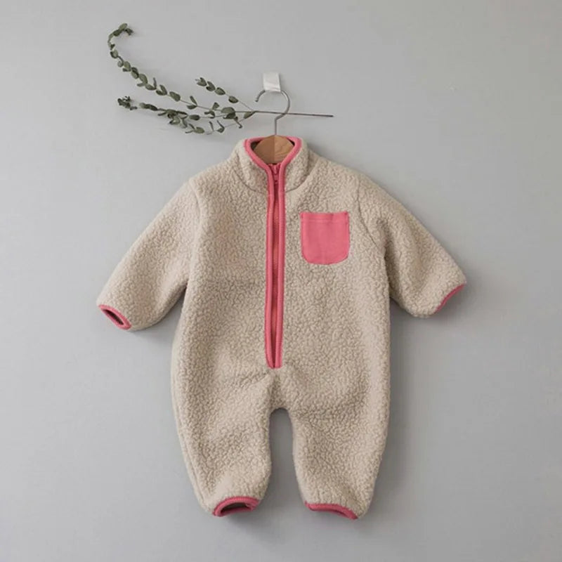 Kids Lamb Fleece Zip Romper