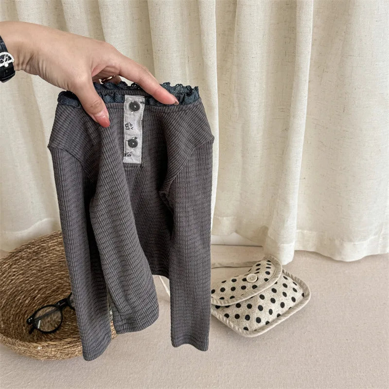 Kids Ruched Collar Long Sleeve Top