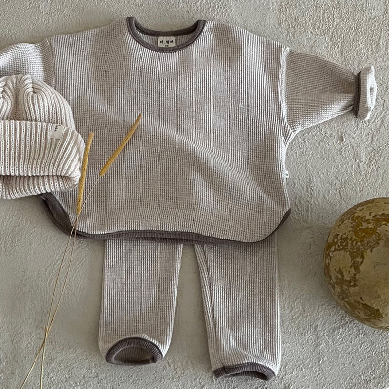 Two-Piece Set Kids Waffle Sweater and Pants