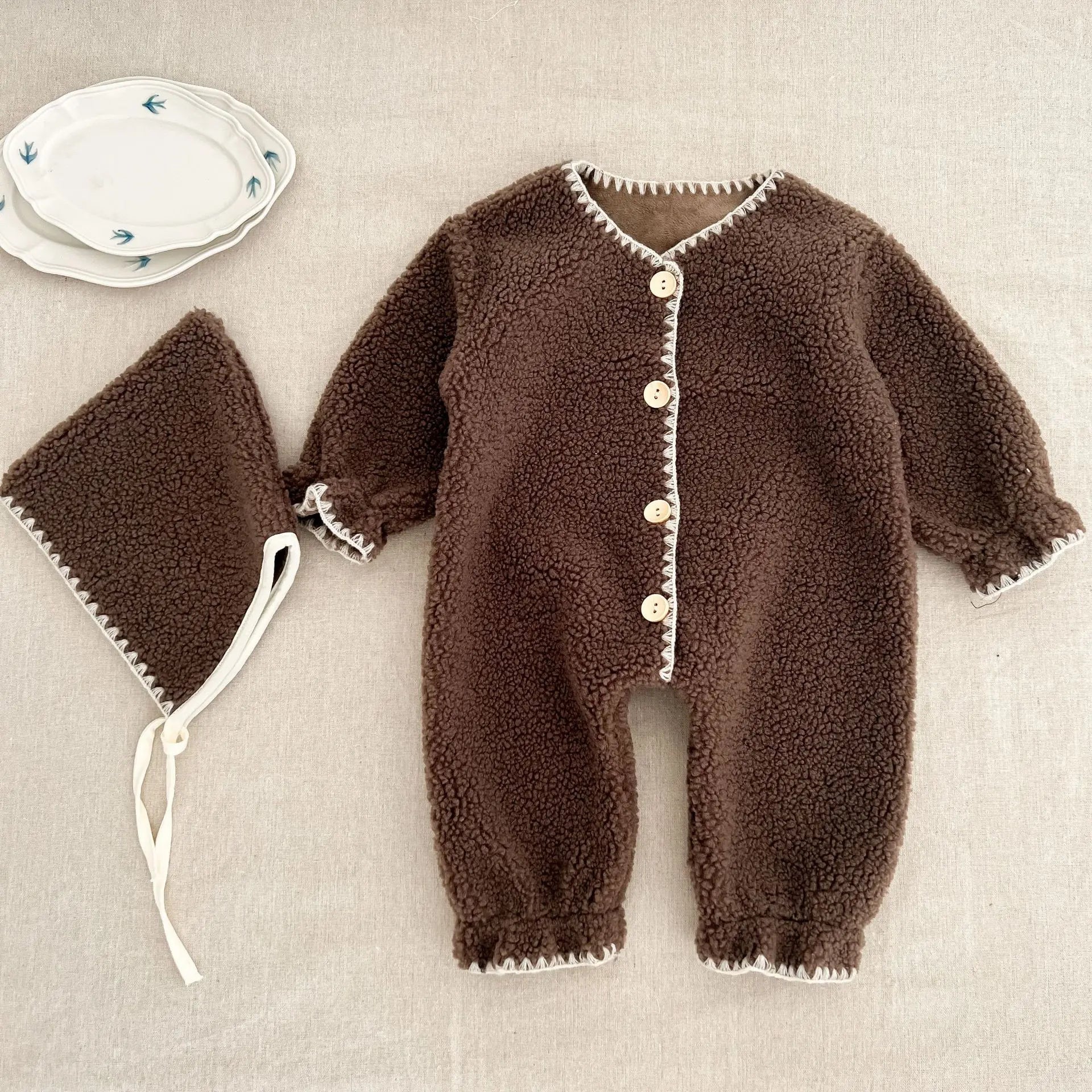 Kids Fleece-Lined Shell Stitch Romper