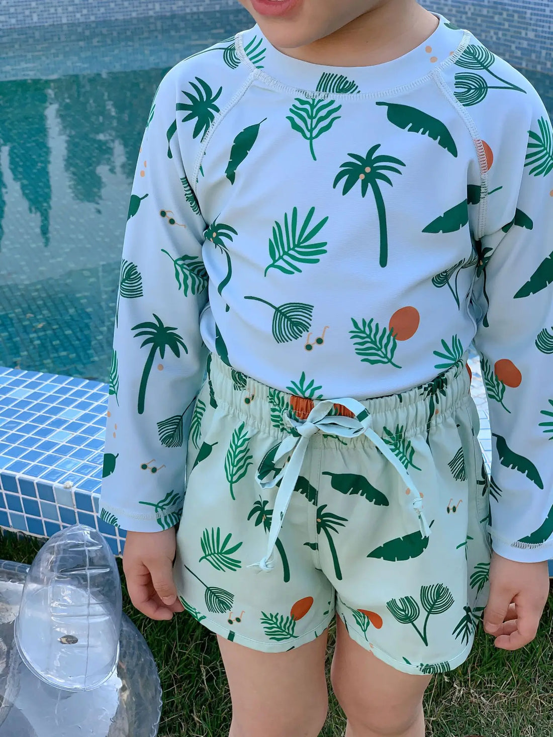 Two-Piece Set Kids Swim Top and Shorts