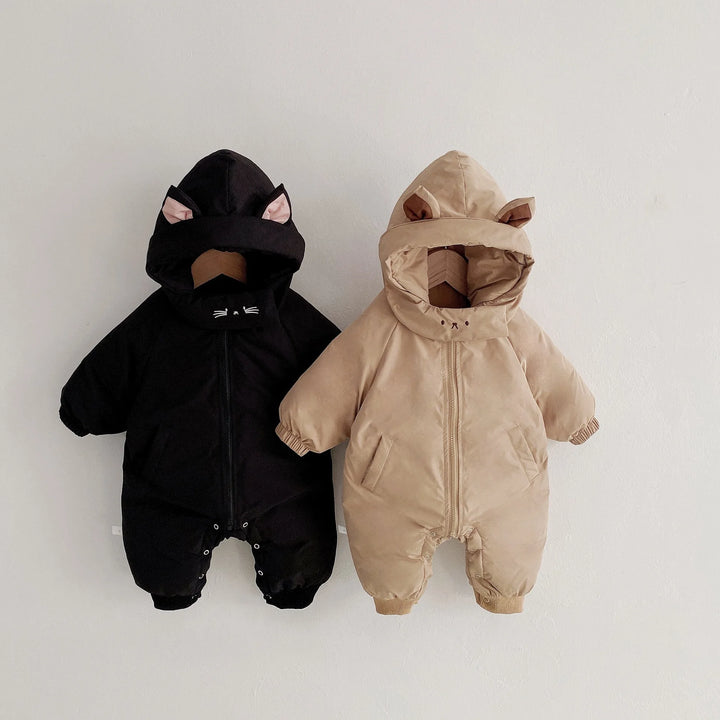 Kids Hooded Cartoon Padded Romper