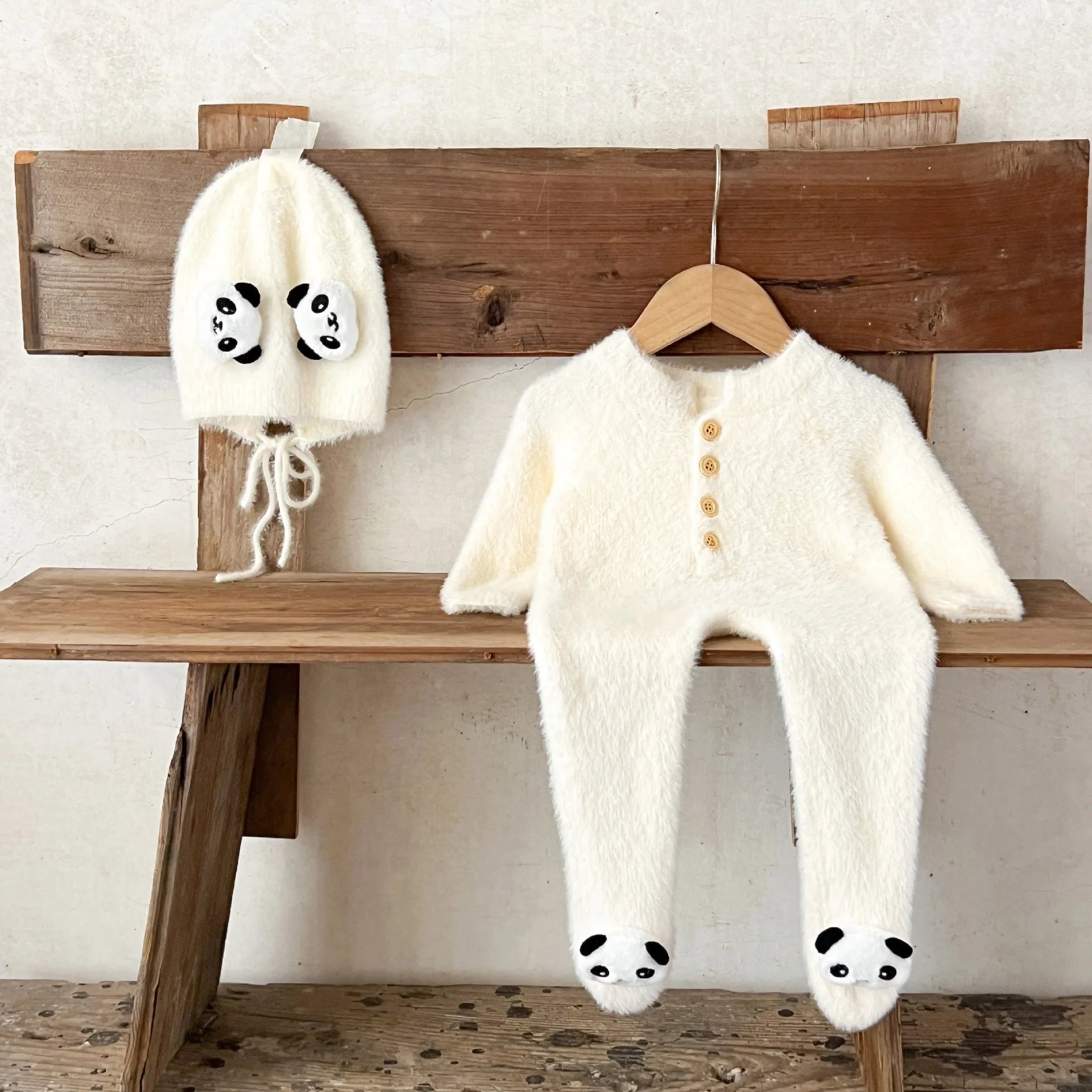 Two-Piece Set Plush Romper and Hat