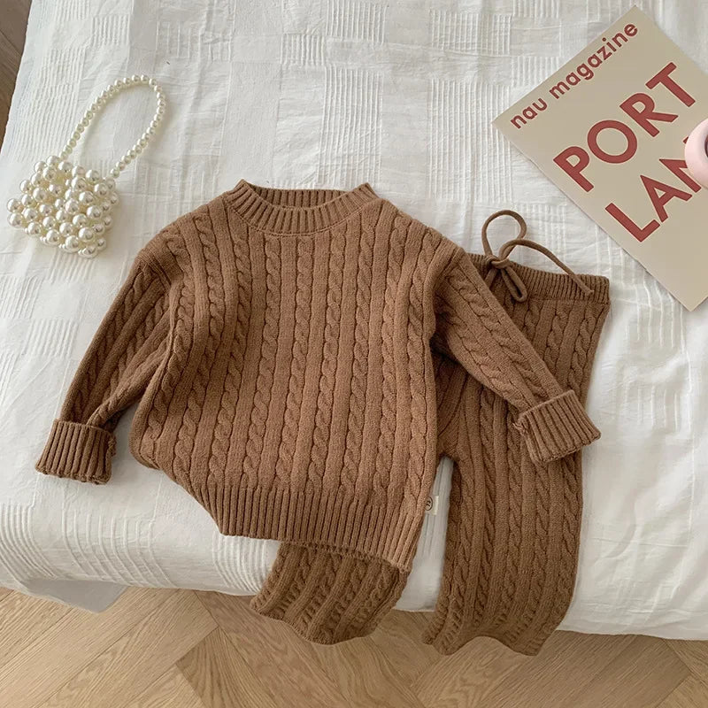 Two-Piece Set Kids Knit Sweater and Pants