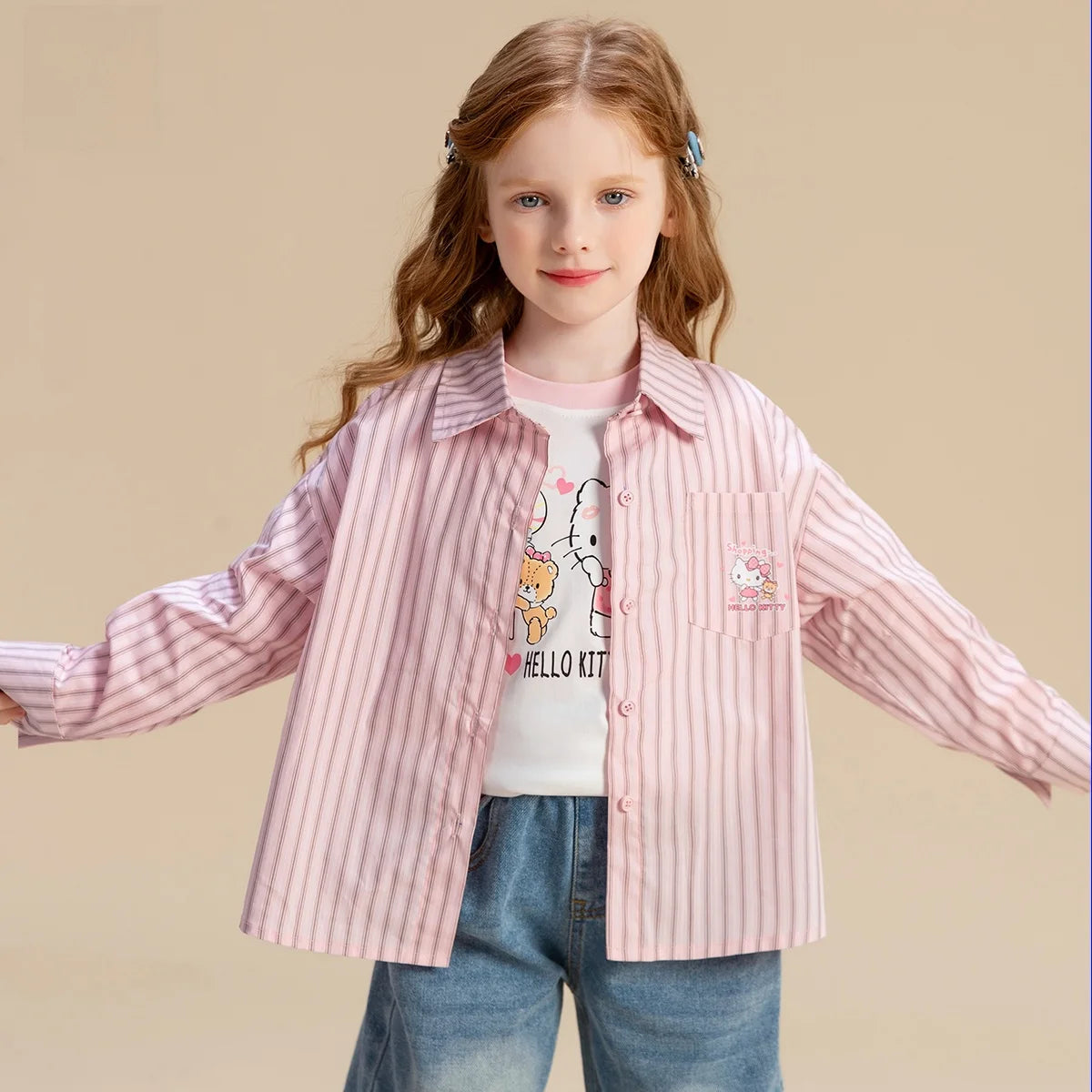 Hello Kitty Striped Cotton Shirt