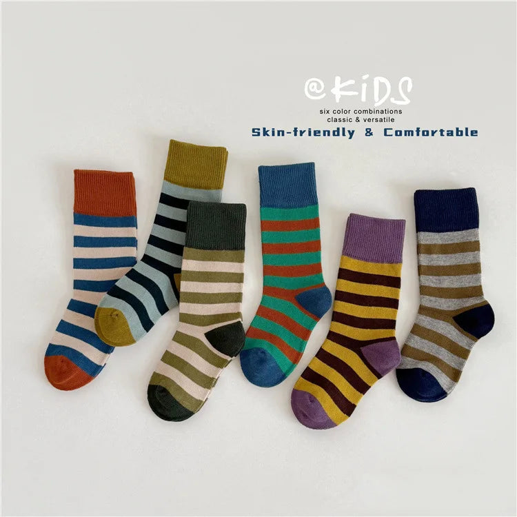 Kids Color Stripe Cotton Socks