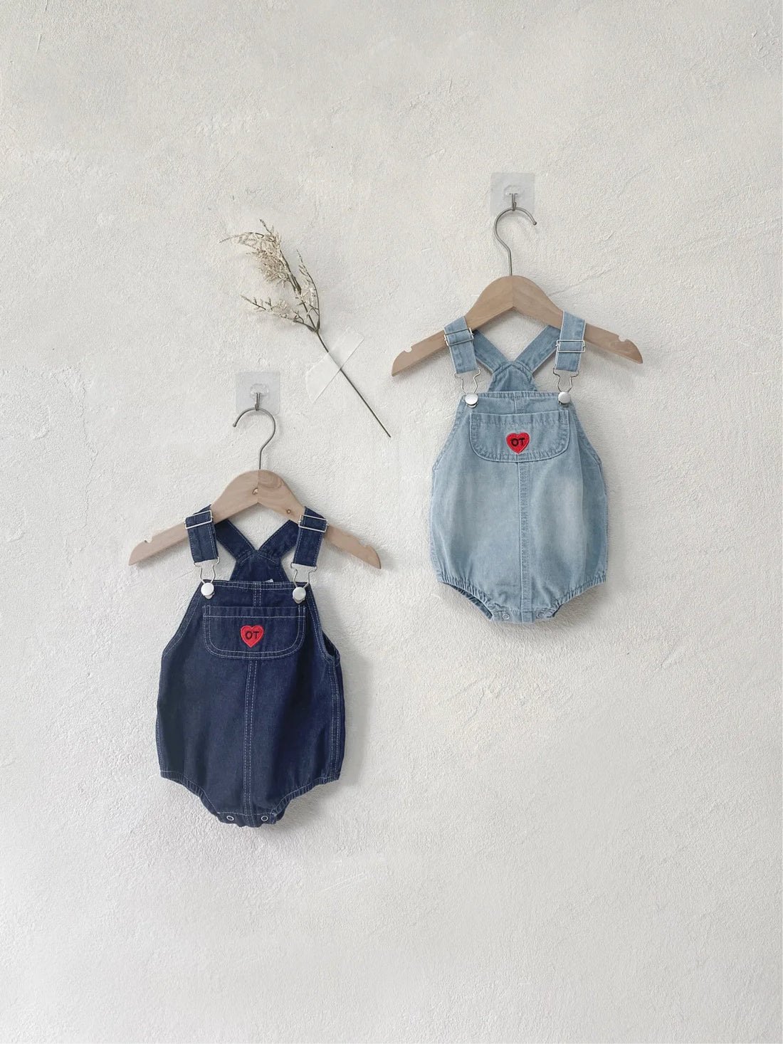 Kids Denim Strap Heart Romper