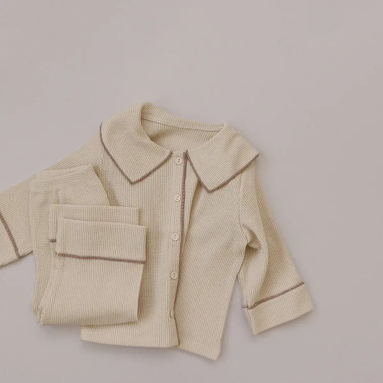Two-Piece Set Kids Waffle Pajamas