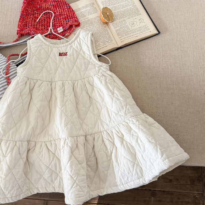 Kids Padded Embroidery Vest Dress