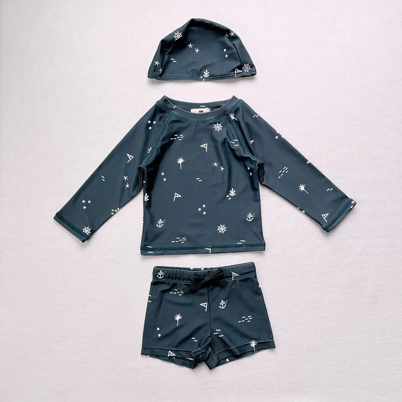 Two-Piece Set Kids Swim Top and Shorts