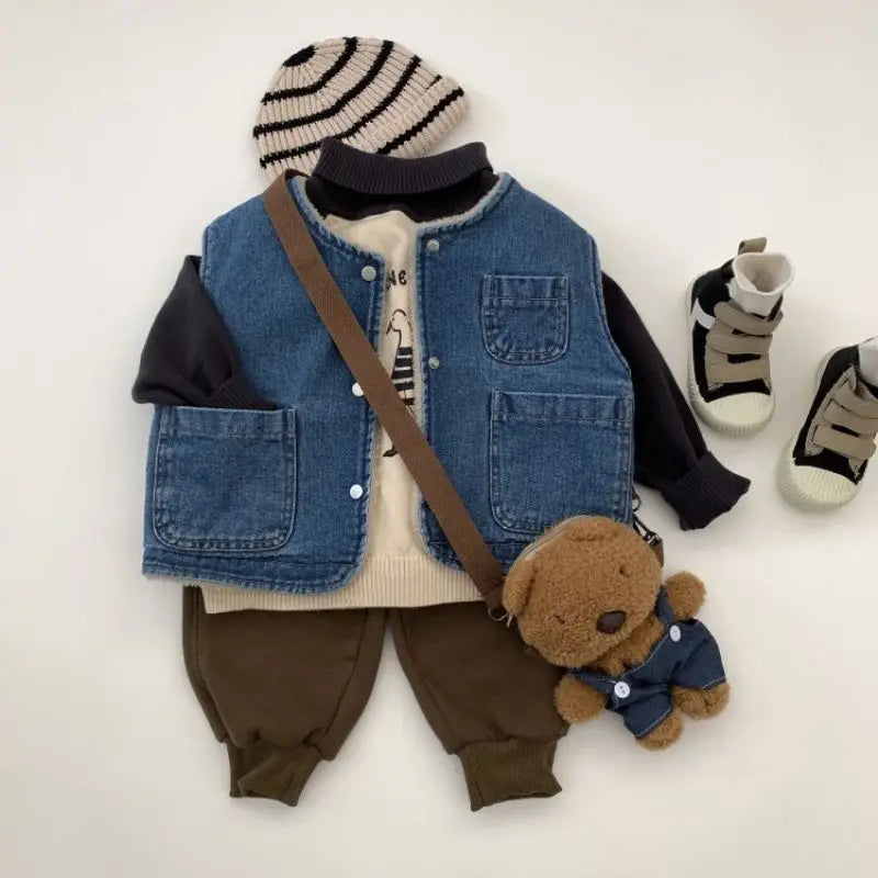 Kids Denim shearlingt Vest
