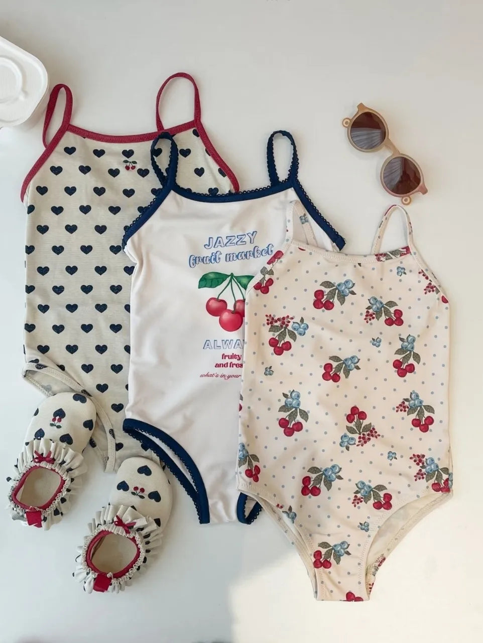 Kids Cherry Print One-Piece Swimsuit