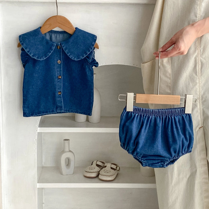 Baby Girl Denim Top And Pants Set
