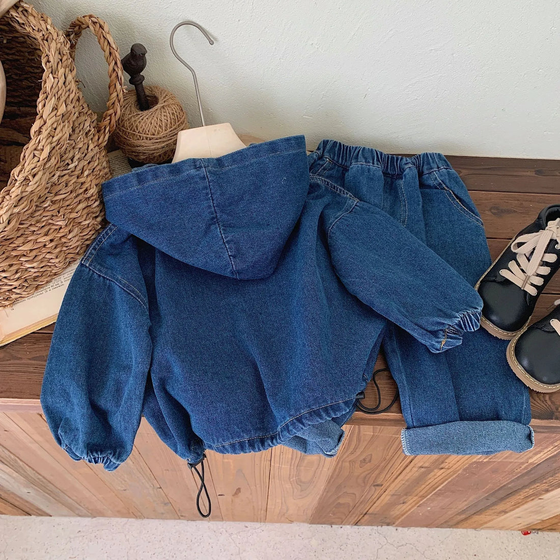 Kids Cotton Denim Hooded Suit