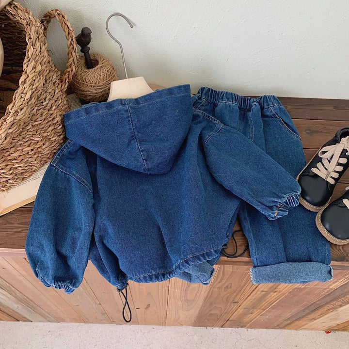 Kids Cotton Denim Hooded Suit