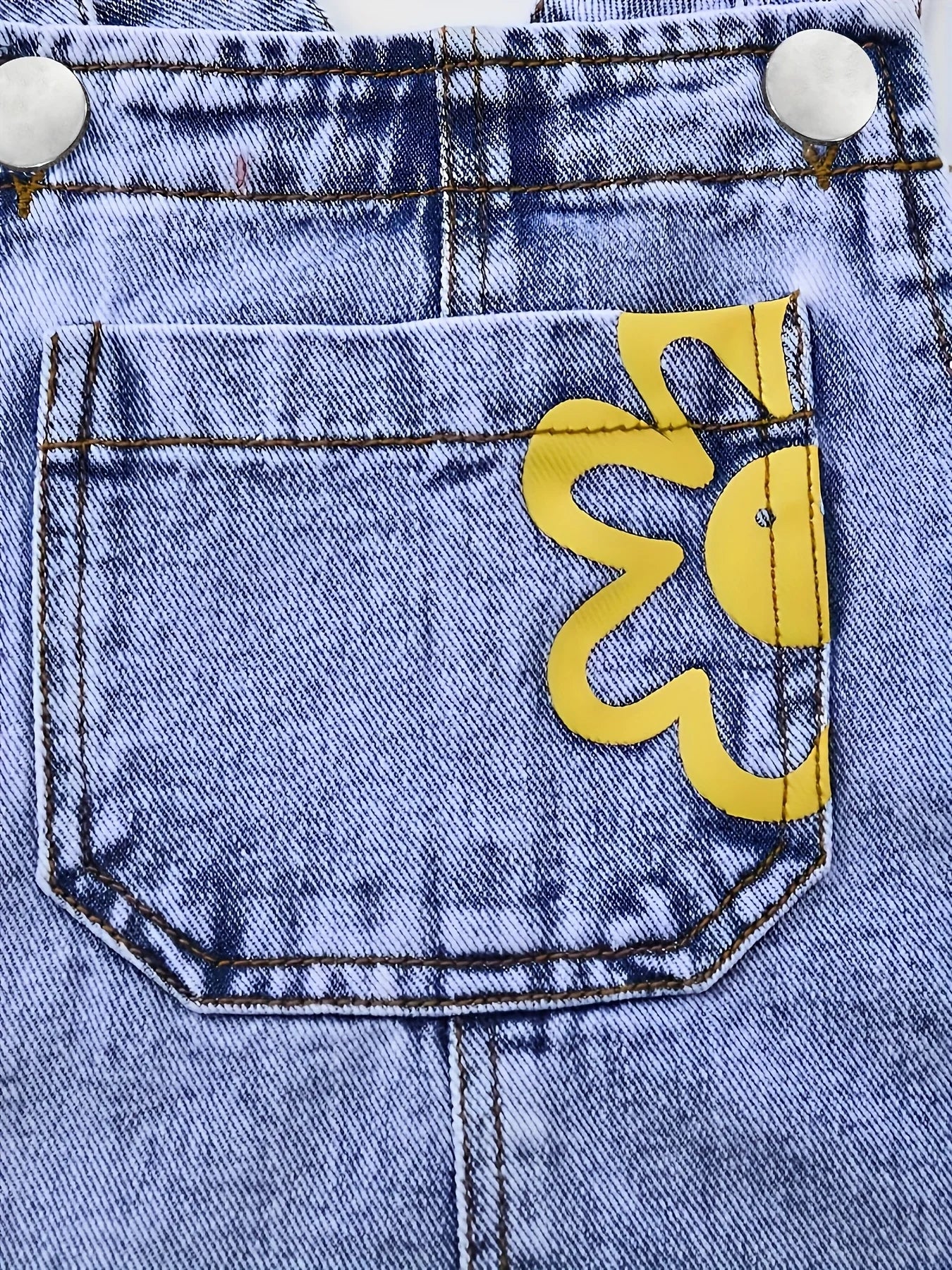 Kids Sunflower Print Denim Pants