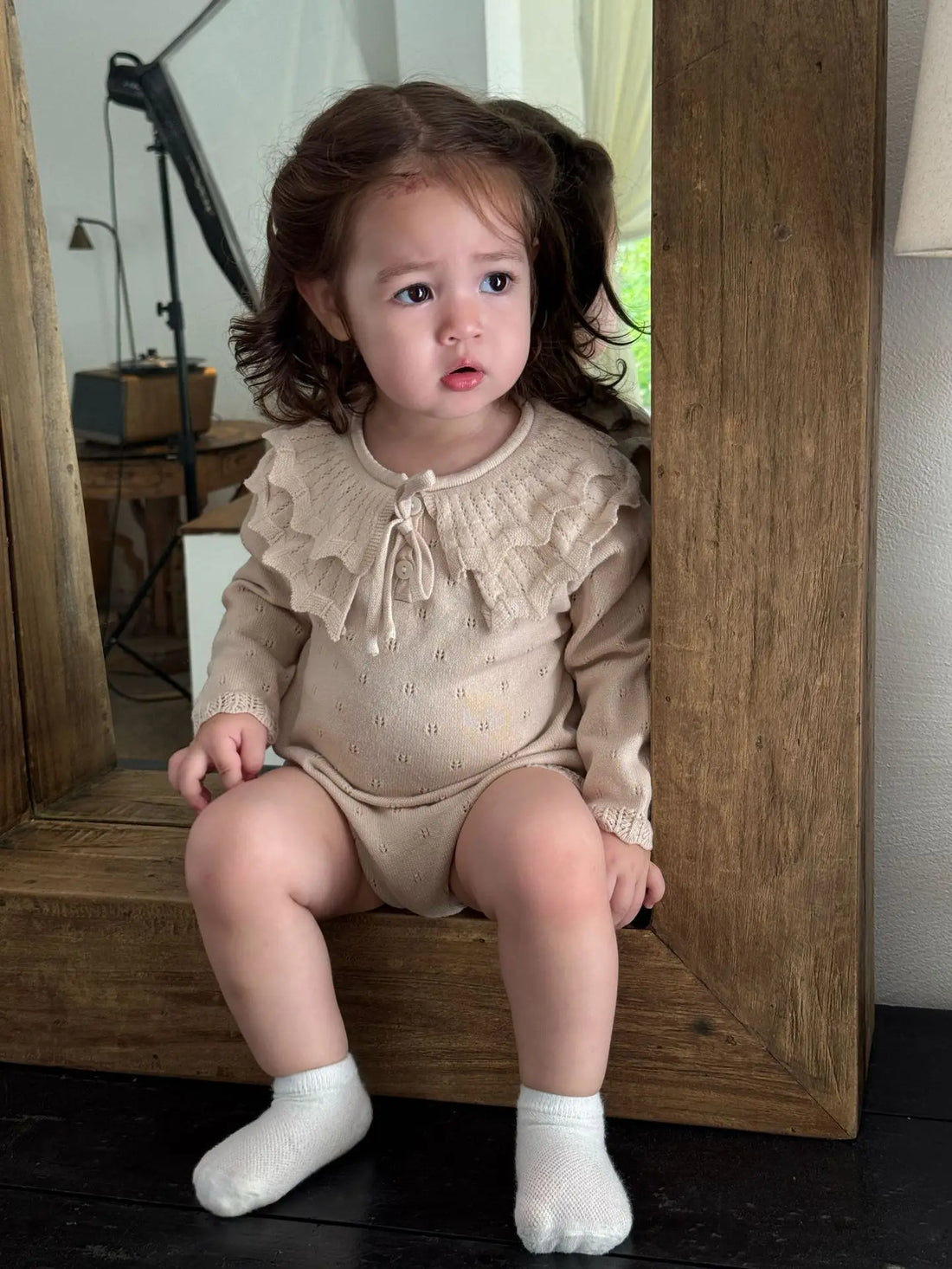Kids Knit Ruffle Collar Bodysuit