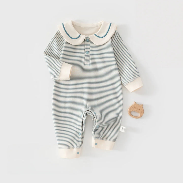 Cotton Sailor Stripe Baby Romper