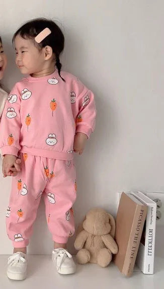 Two-Piece Set Kids Cartoon Sweatshirt and Pants