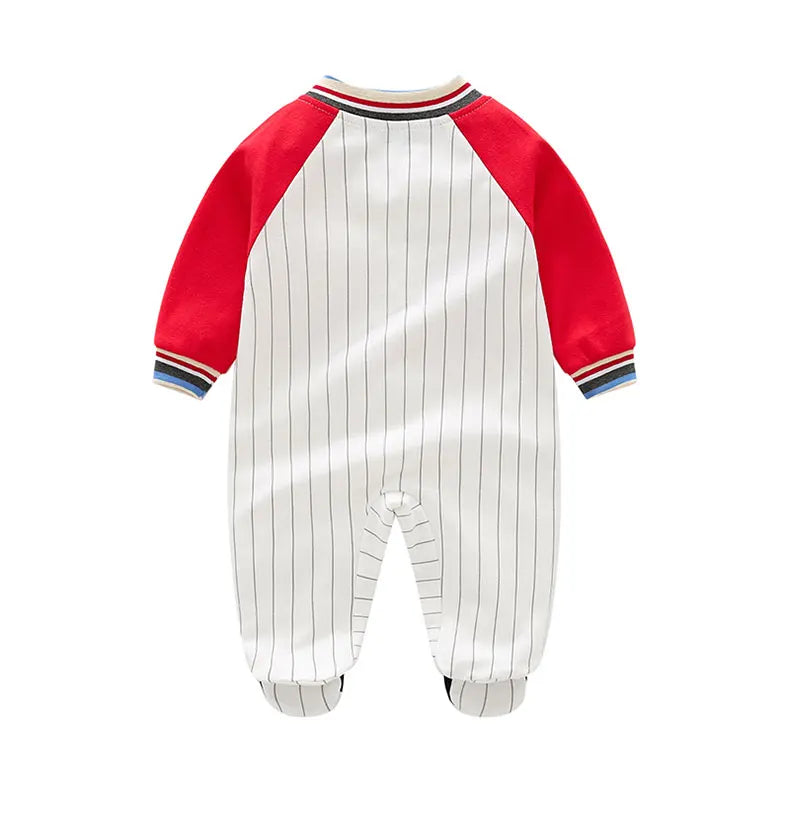 Striped Baseball Baby Romper