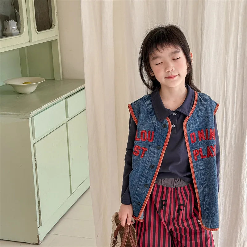 Cloud Nine Embroidery Denim Vest