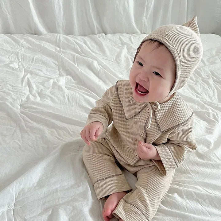 Two-Piece Set Kids Waffle Pajamas
