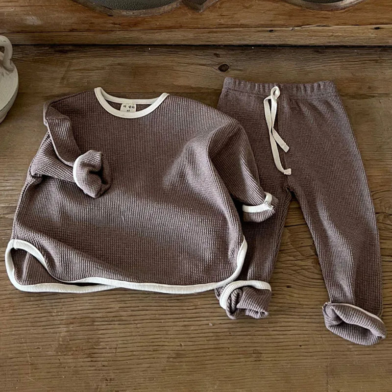 Two-Piece Set Kids Waffle Sweater and Pants