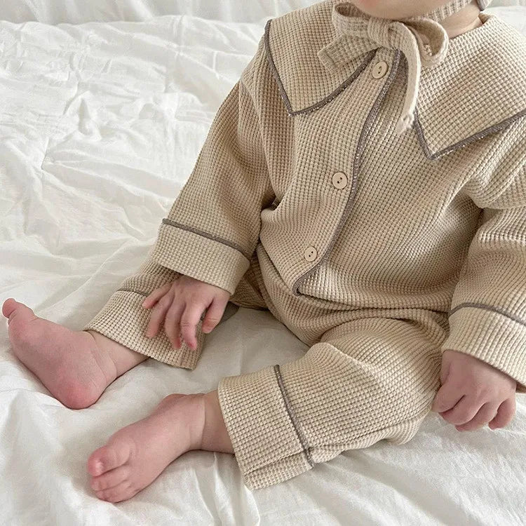 Two-Piece Set Kids Waffle Pajamas