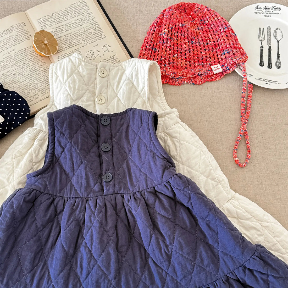 Kids Padded Embroidery Vest Dress