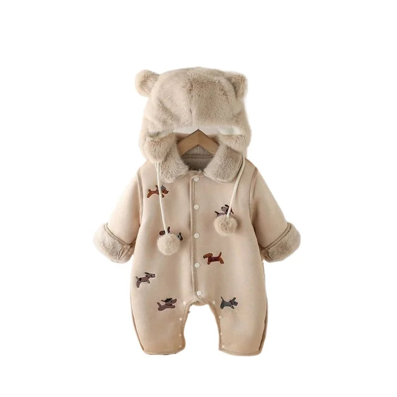 Two-Piece Set Kids Fleece Jumpsuit and Hat